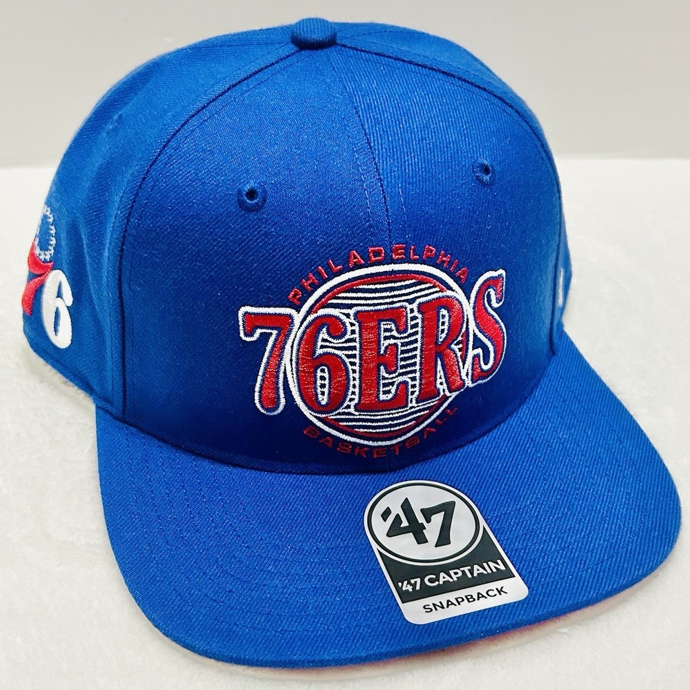 '47 Brand Philadelphia‎ 76ers High Post Captain Snapback Hat Adjustable Blue NBA